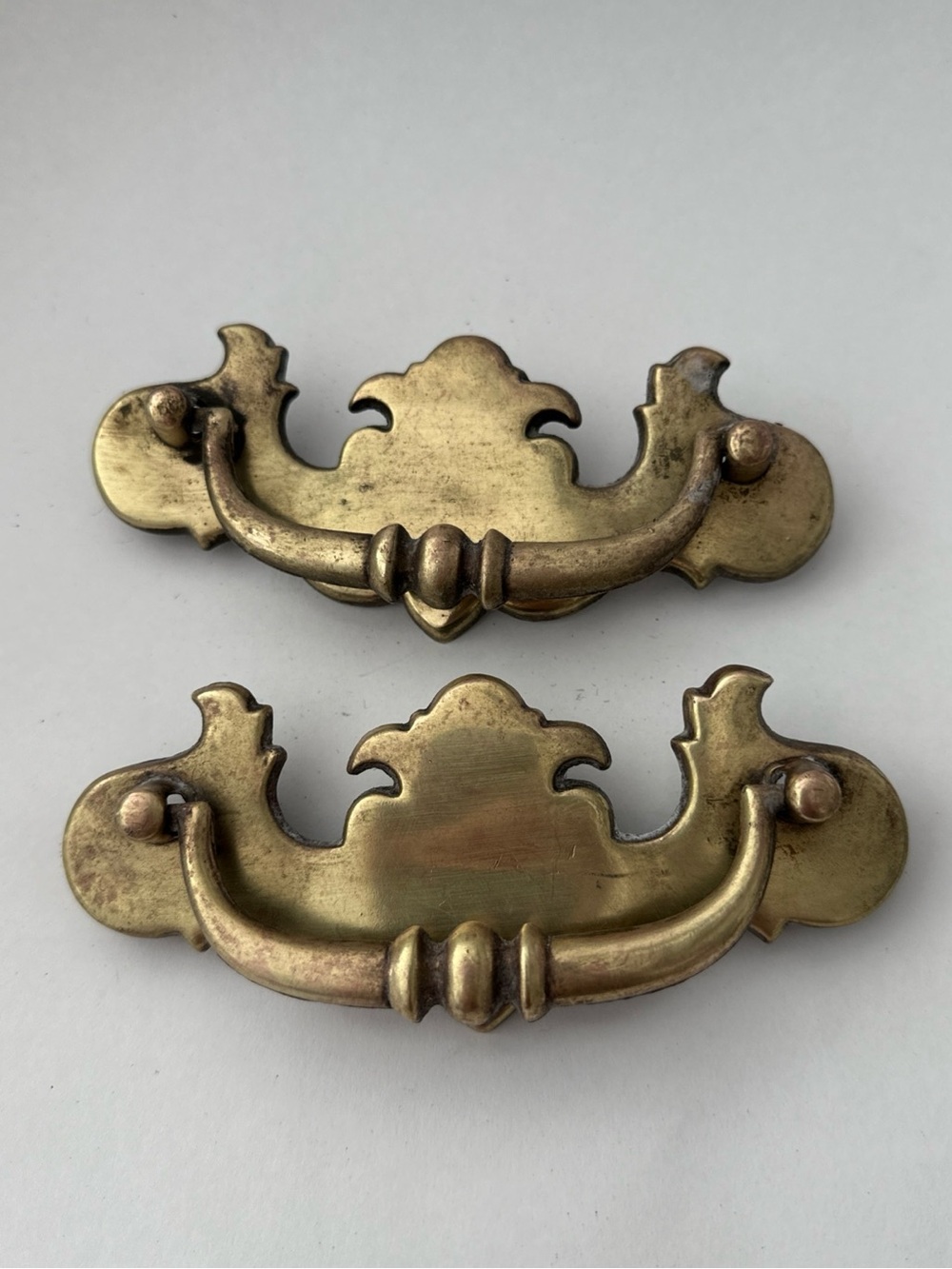 VINTAGE antique FRENCH Brass drawer pulls (2)